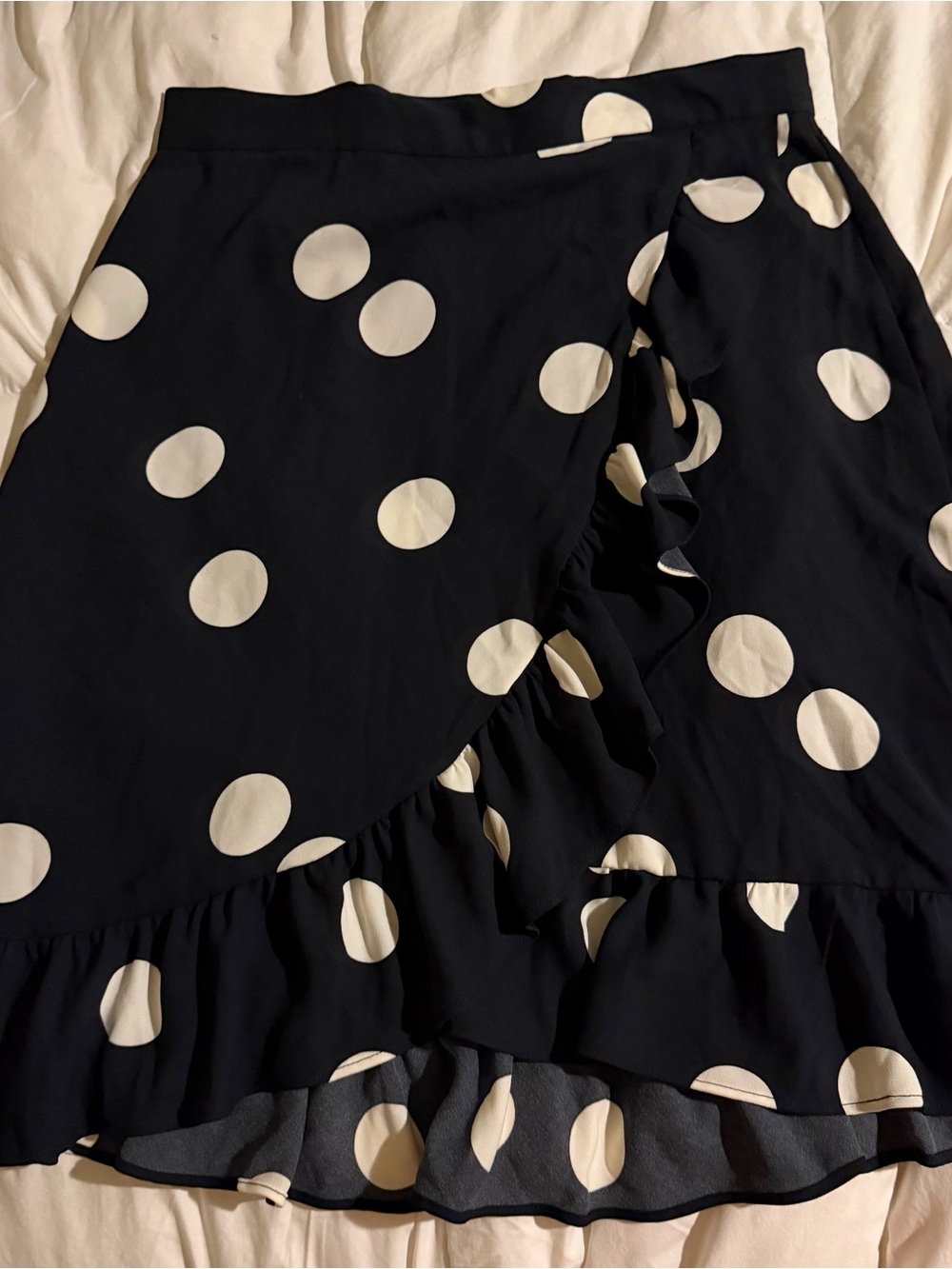 Black and White Polka Dot Ruffle Skirt